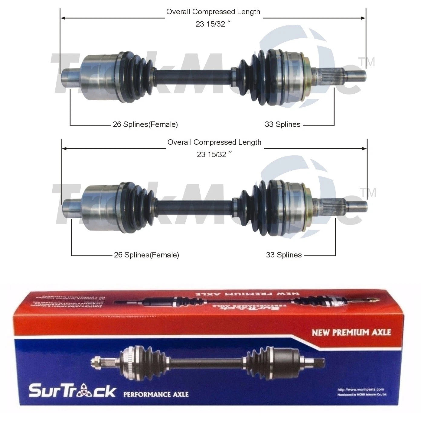 Set of 2 Front CV Axle Shafts for Chevrolet Astro GMC Safari (1996–2005)