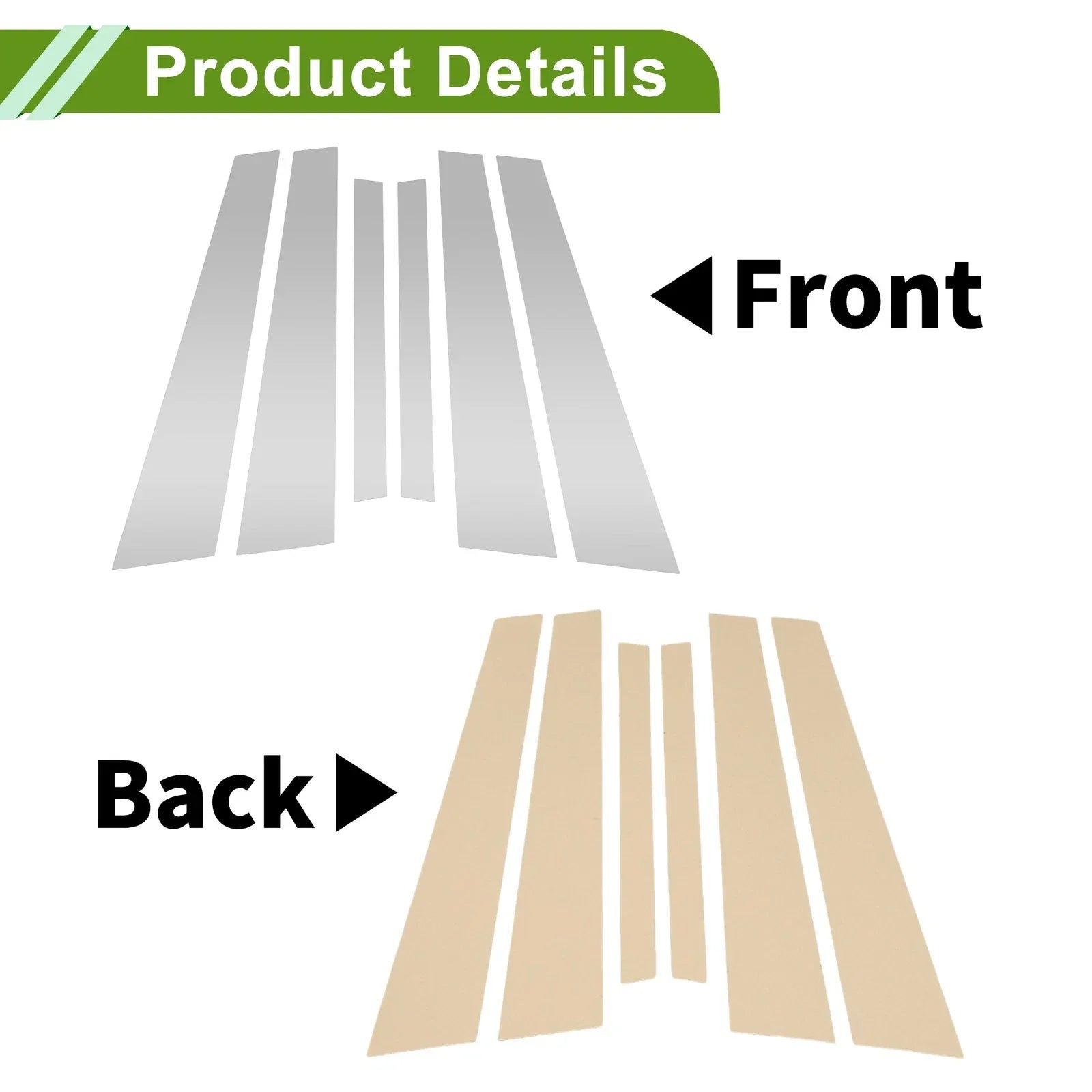 6 Pcs Door Pillar Window Trim for BMW 5-Series Silver Tone (2004-2010)
