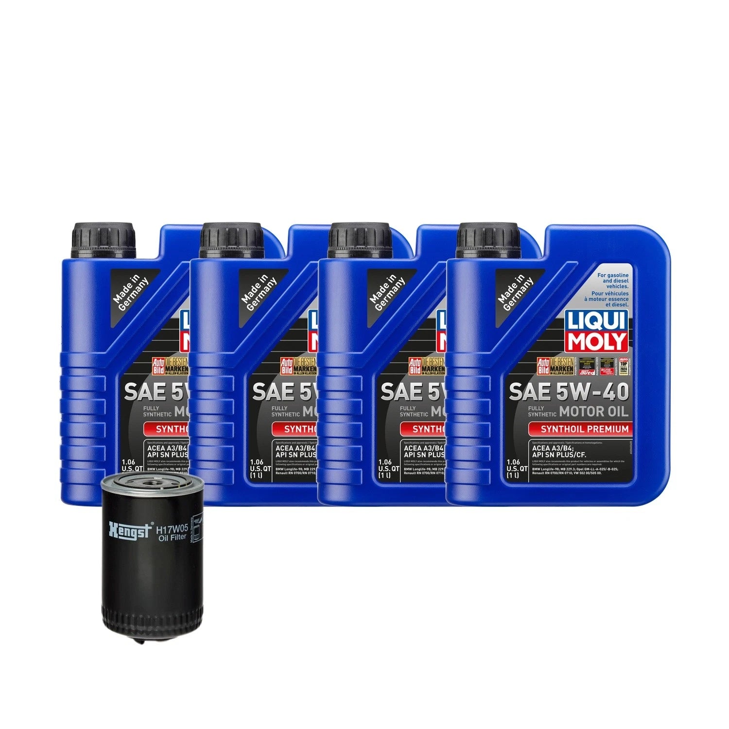 4L Liqui Moly Synthoil Premium SAE 5W-40 Oil Change Kit for Audi AEB (1996–2000)