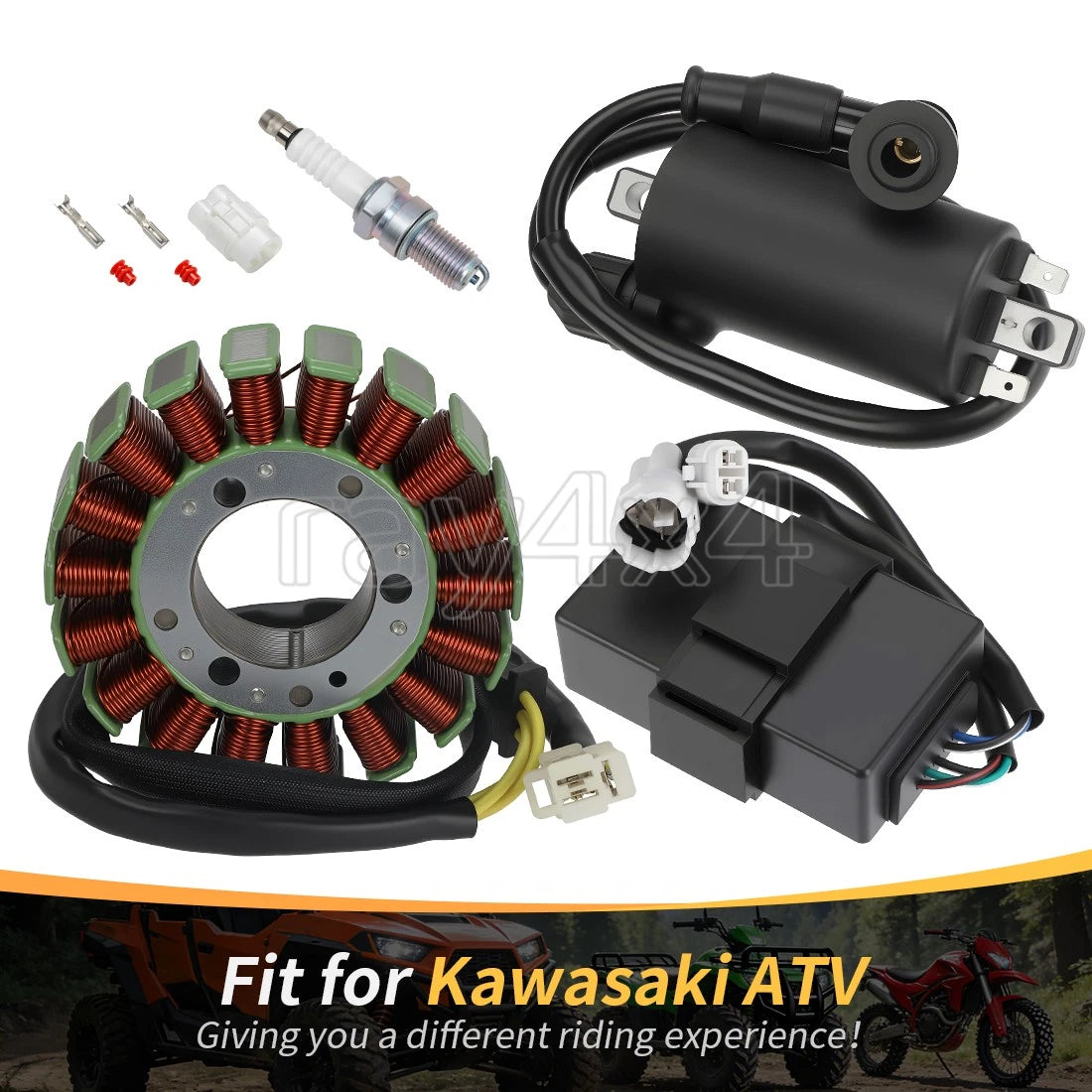 Generator Stator & Ignition Coil w/CDI for Kawasaki Bayou KLF300 (1988–2004)