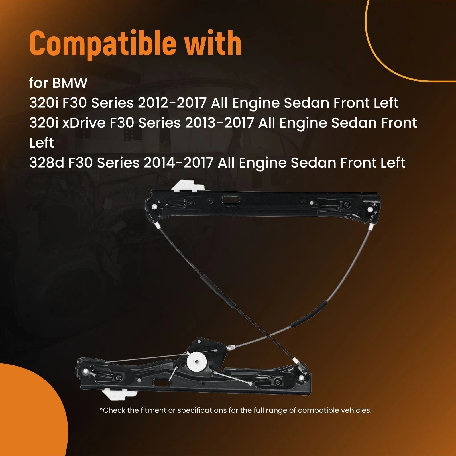 Front Left Power Window Regulator Assembly for BMW F30 F31 (2012–2019)