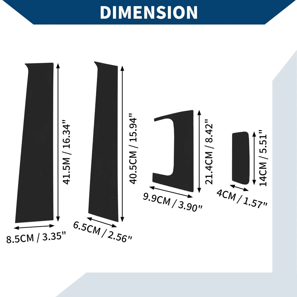8 Pcs Door Pillar Window Trim for Honda HR-V (2016–2021) Black