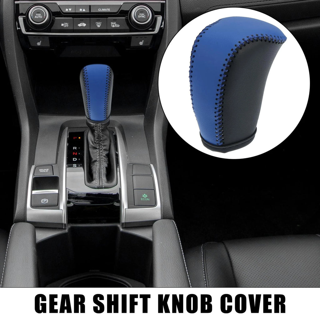 Gear Shift Knob Cover for Honda Civic (2016–2021) - Black Blue Faux Leather