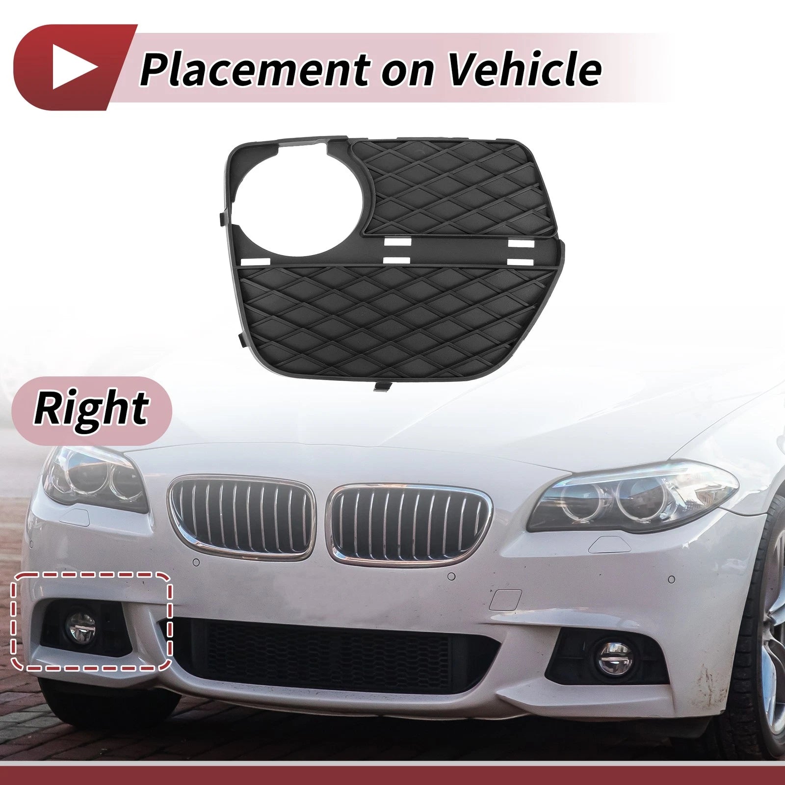 1 Pc Fog Light Grill for BMW X6 (2012–2014) No. 51117312606 Black