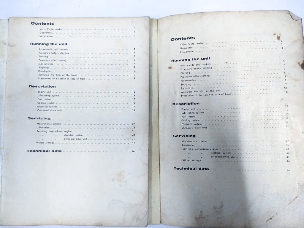 Instruction Books for Volvo Penta 1640B & 1640C