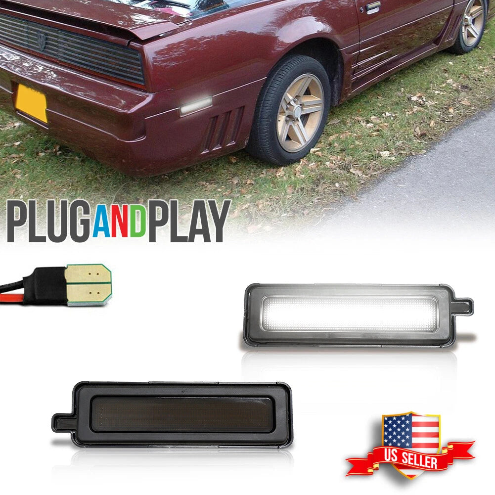 2X Smoked White LED Rear Side Marker Lights for Pontiac Trans Am Firebird (1982–1992)