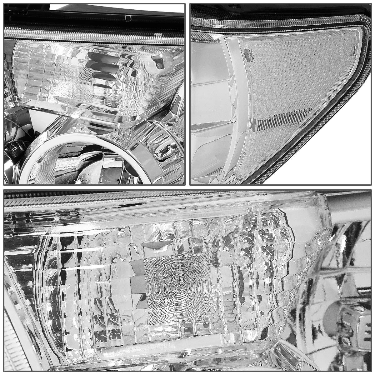 Pair Chrome Housing Clear Corner Headlight Lamps for Toyota Sequoia Tundra (2008–2017)