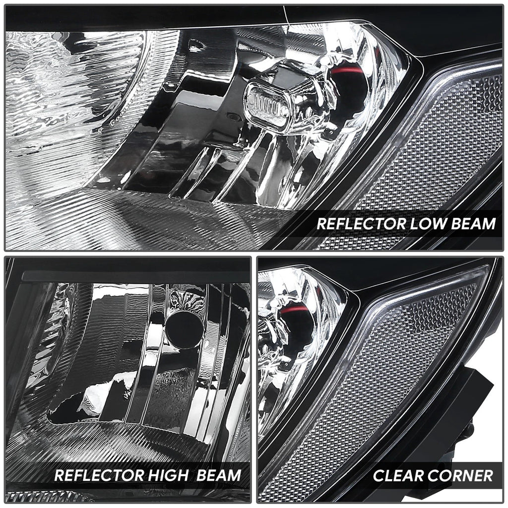 2PC Headlights for Jeep Compass (2017–2021) Black Housing Clear Corner