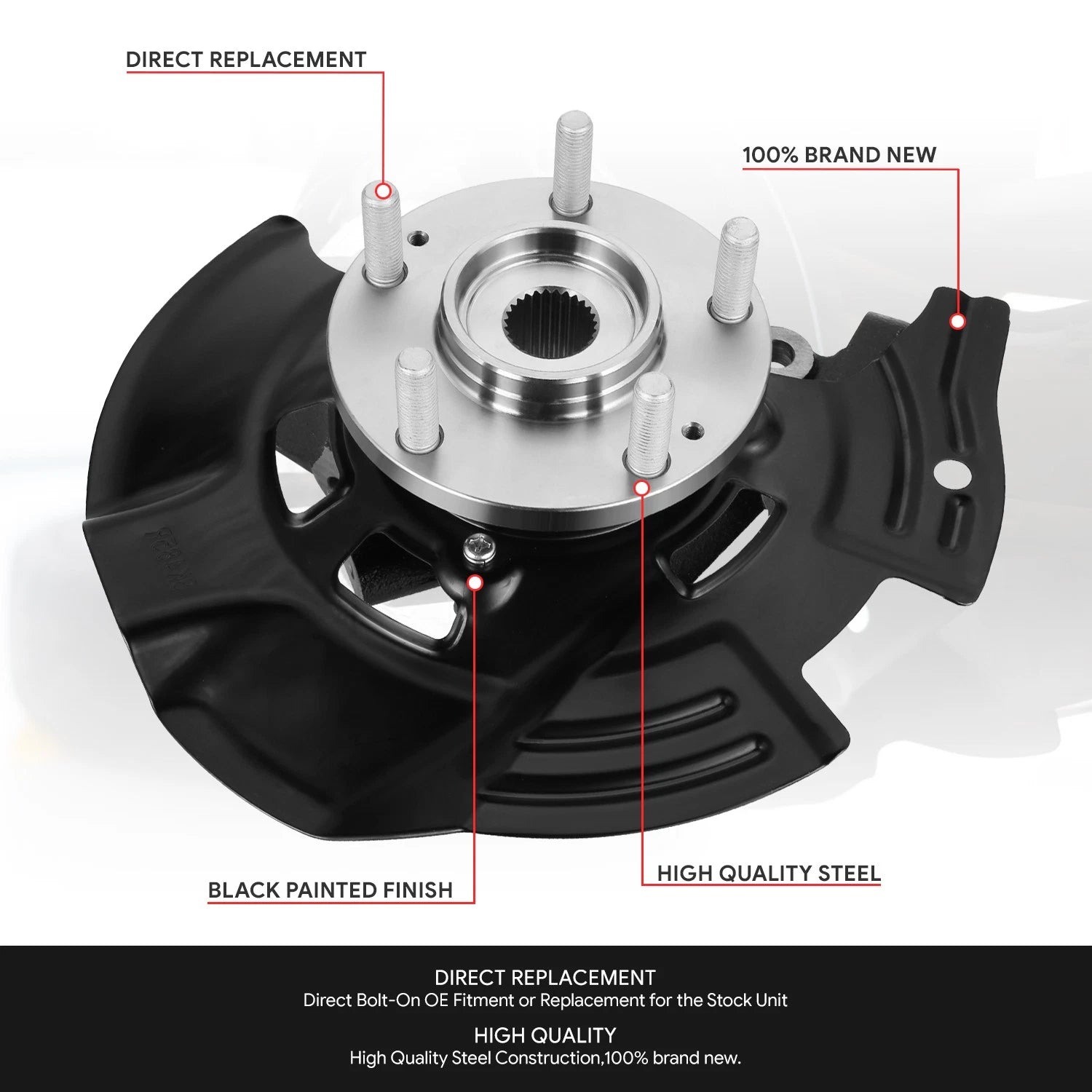 Front Left Driver Side Loaded Wheel Bearing Knuckle Assembly for Sonata (2011–2013)