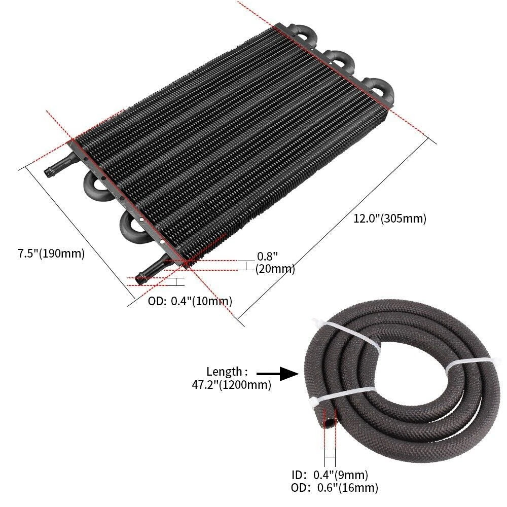 Universal Aluminum Remote Transmission Oil Cooler Kit 6 Rows