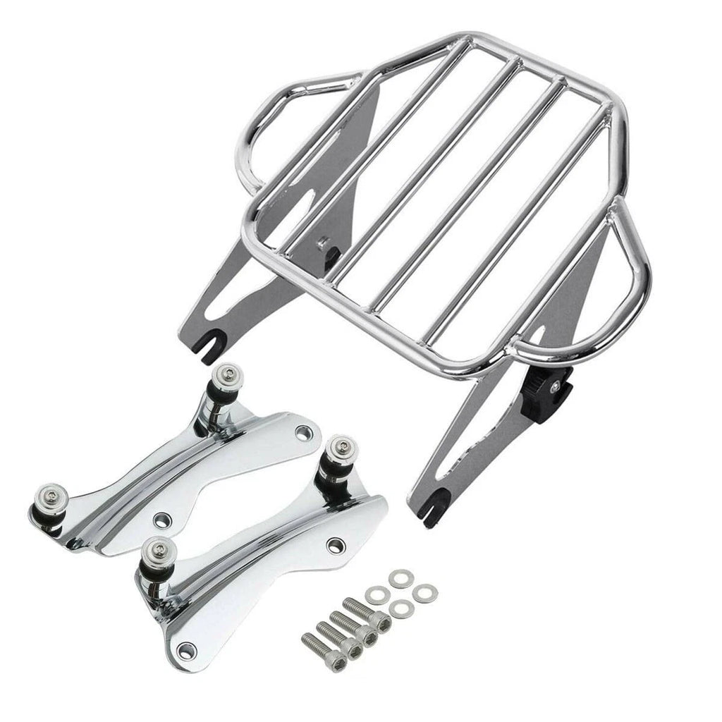 Chrome Luggage Rack with 4 Docking Hardware for Harley Touring Street Glide (2014–2024)