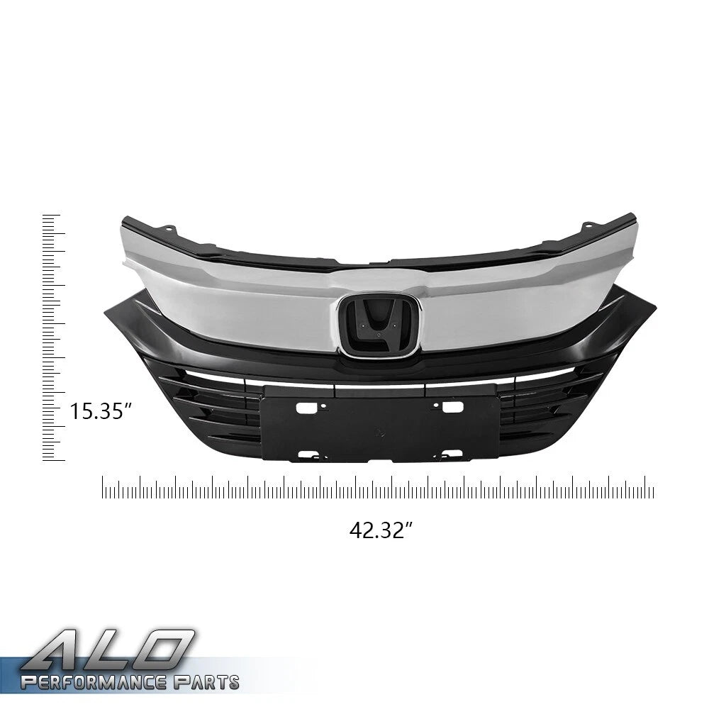 Front Bumper Grille for Honda HR-V (2019–2021) Black with Chrome Trim