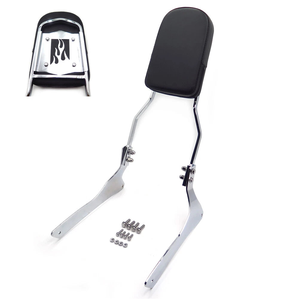 Chrome Flame Backrest Sissy Bar Pad for Suzuki Boulevard C90/VL1500 (2001–2009)