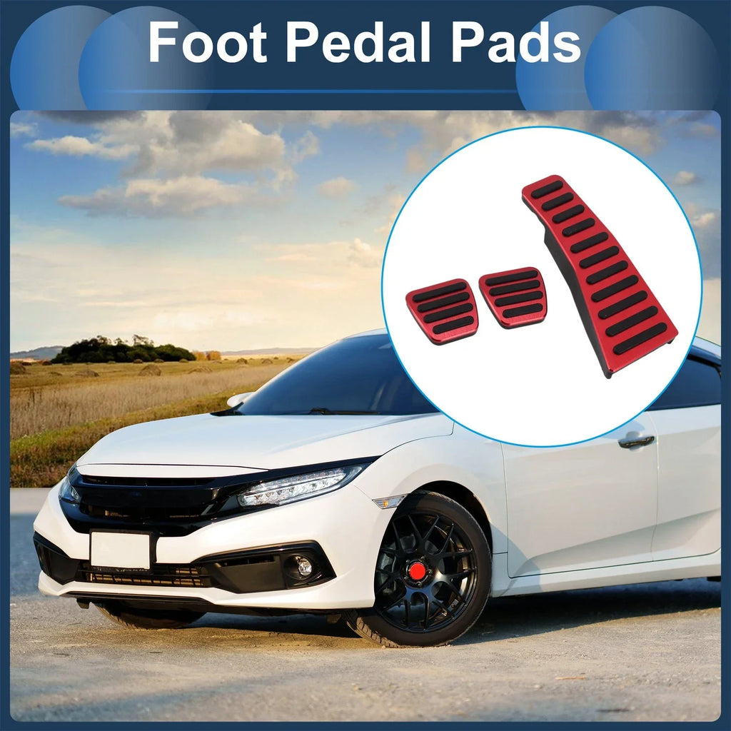 3 x Manual Foot Accelerator Pedal Covers for Honda Civic (2006-2009) Red