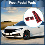 3 x Manual Foot Accelerator Pedal Covers for Honda Civic (2006-2009) Red