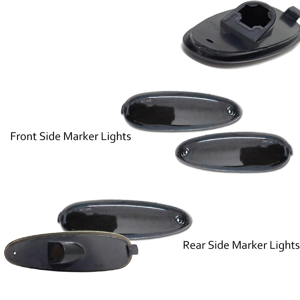 Set of 2 Black Front Rear Side Marker Lamp Housings for Ford Taurus Mercury Sable