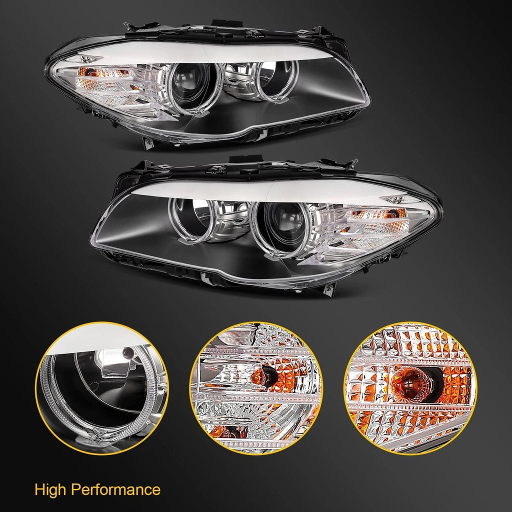 2Pcs Headlight with Bulbs for BMW 550i xDrive (2011–2013) Projector