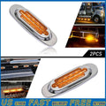 2X Amber 6-1/2" 16-LED Truck Side Marker Turn Signal Lights Chrome 12V