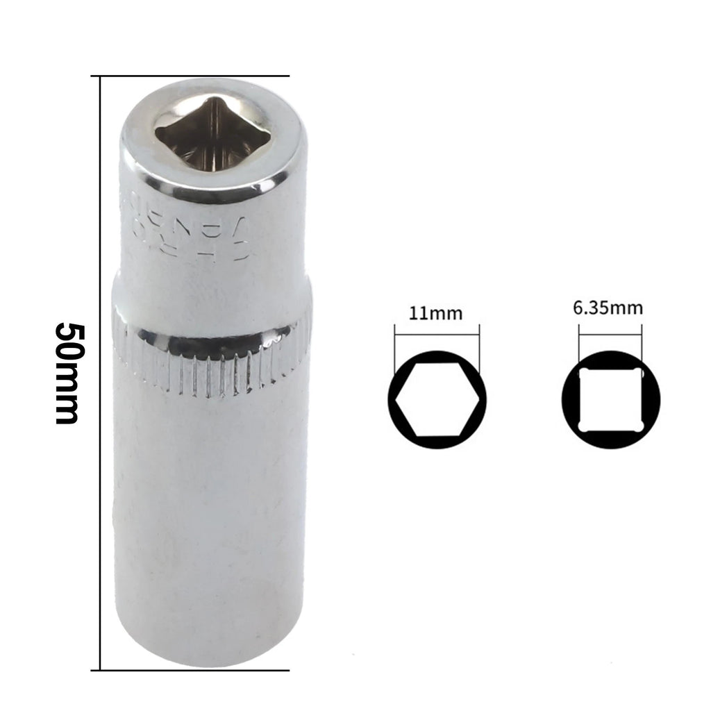 1PC 4-14mm Deep Socket Adapter for 1/4 Inch Hex Socket Wrench