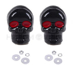 2X Skull Black Motorcycle License Plate Frame Bolts Screws Red Eye