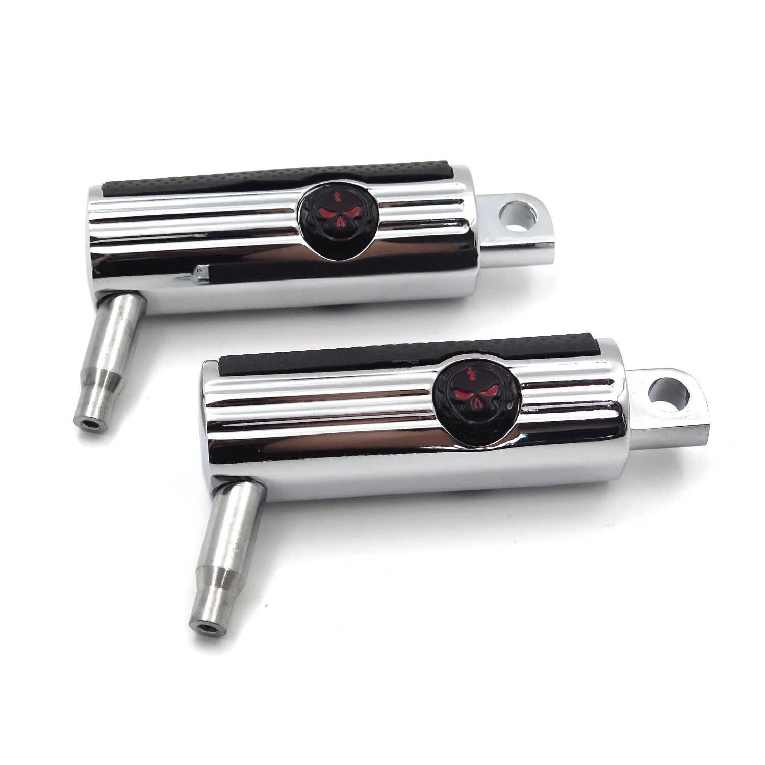 Chrome Gear Skull Arched Footpeg Mount Kit for Engine Guard 1.25" (Fits Various)