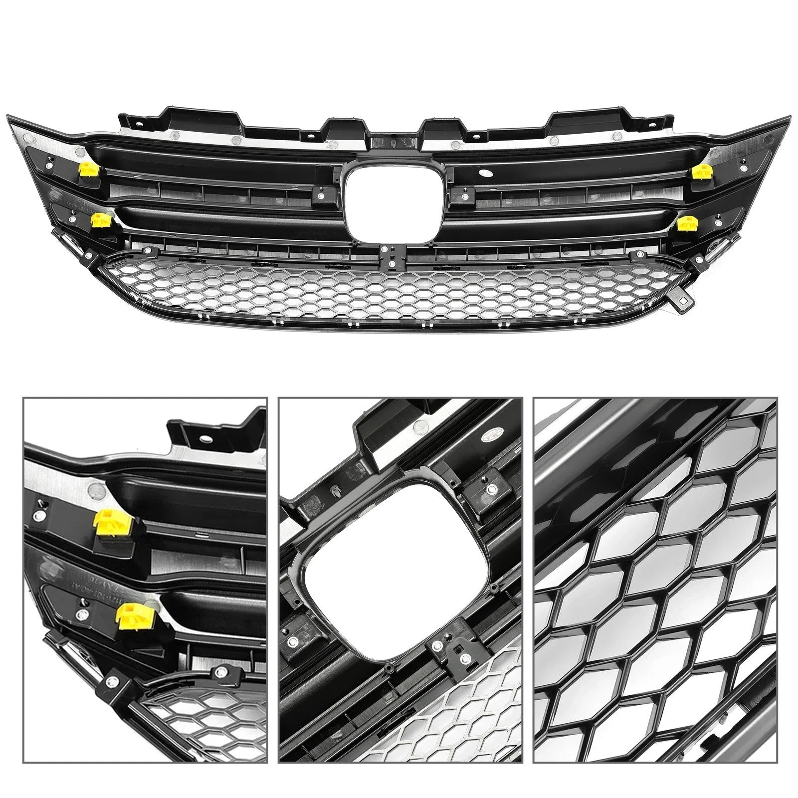 Front Bumper Upper Grille for Honda Pilot (2016–2018) W/Chrome Trim Molding