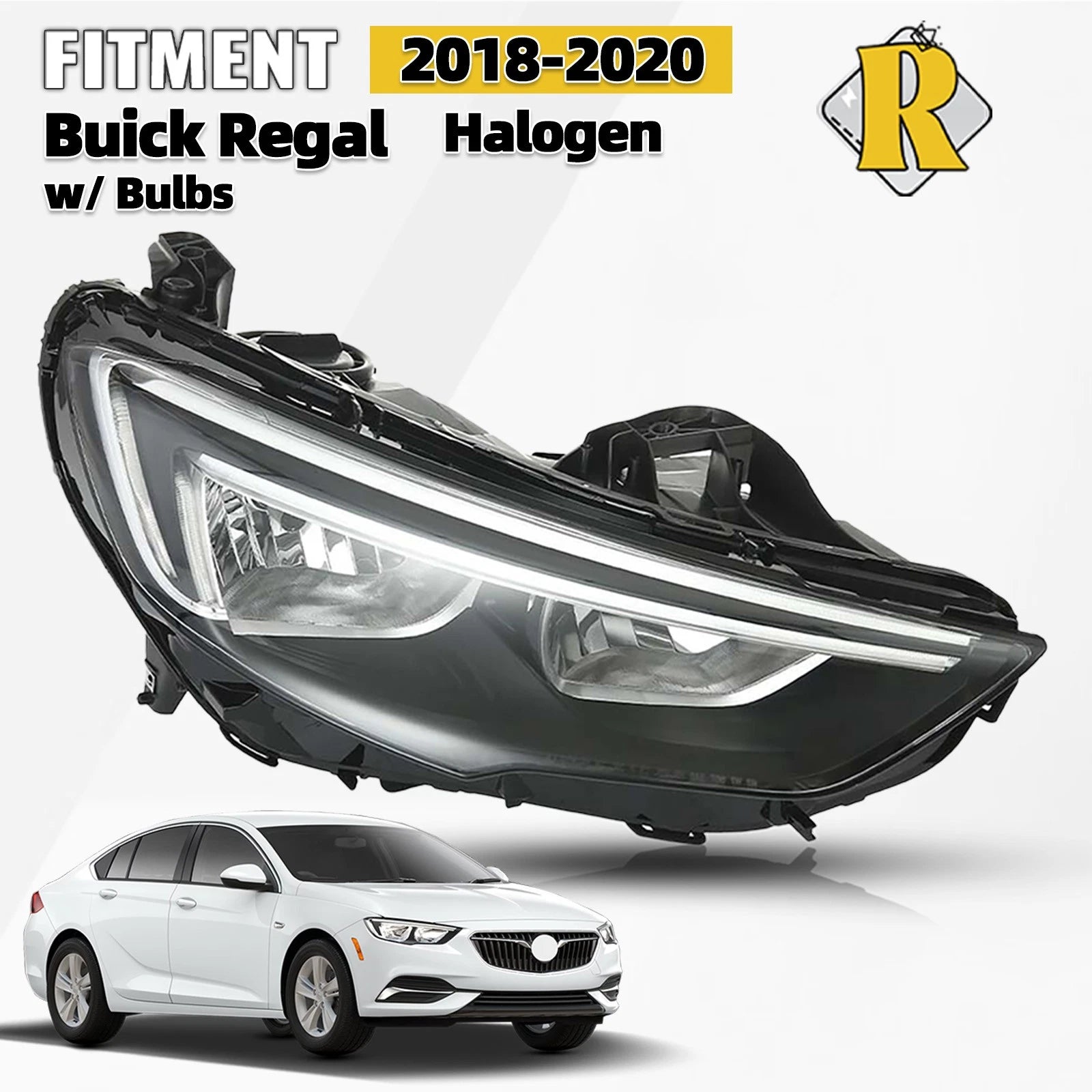 Halogen Headlight with Bulb for Buick Regal (2018–2020) Right Passenger Side
