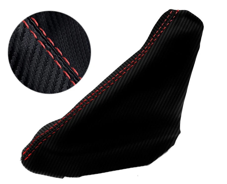 E Brake Boot Cover for Ford Focus (2000–2007) Carbon Fiber Red Stitch