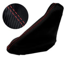 E Brake Boot Cover for Ford Focus (2000–2007) Carbon Fiber Red Stitch