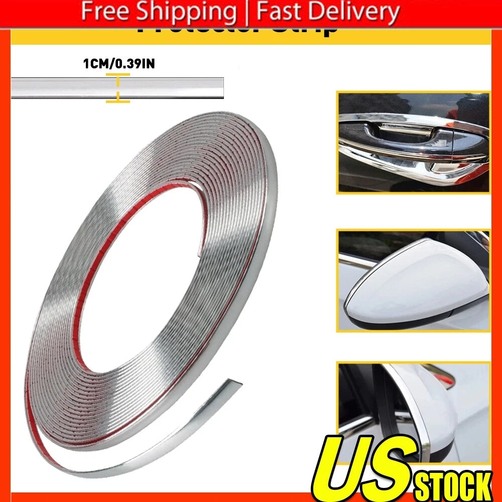 Chrome Trim Molding Strip for Car Door Window Bumper (Fits Various Models)