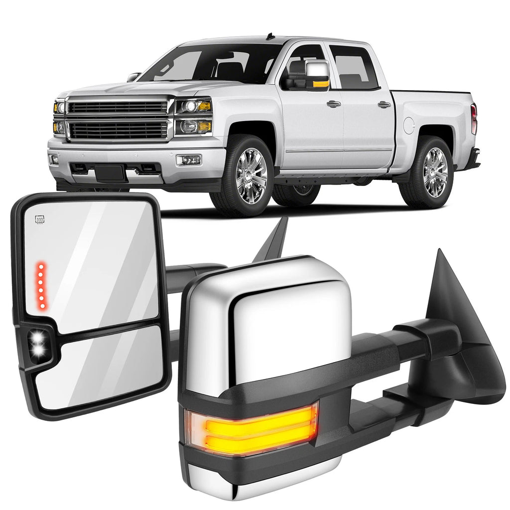 Dynamic Light Power Heated LED Signal Tow Mirrors for Silverado Sierra (2003–2007)