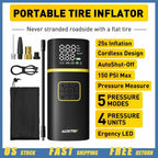 Electric Tire Inflator Air Pump Compressor 150 PSI for Auto (7.4V)