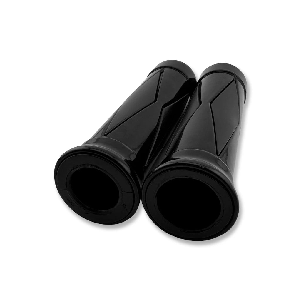 Black Skull Diamond Hand Grips for Harley Sportster Dyna Softail (1")