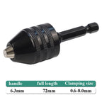 6.35mm Hex Shank Keyless Drill Bit Chuck Adapter for