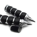 Spike 1" Handlebar Grips w/ Contoured Throttle Boss for Harley Touring