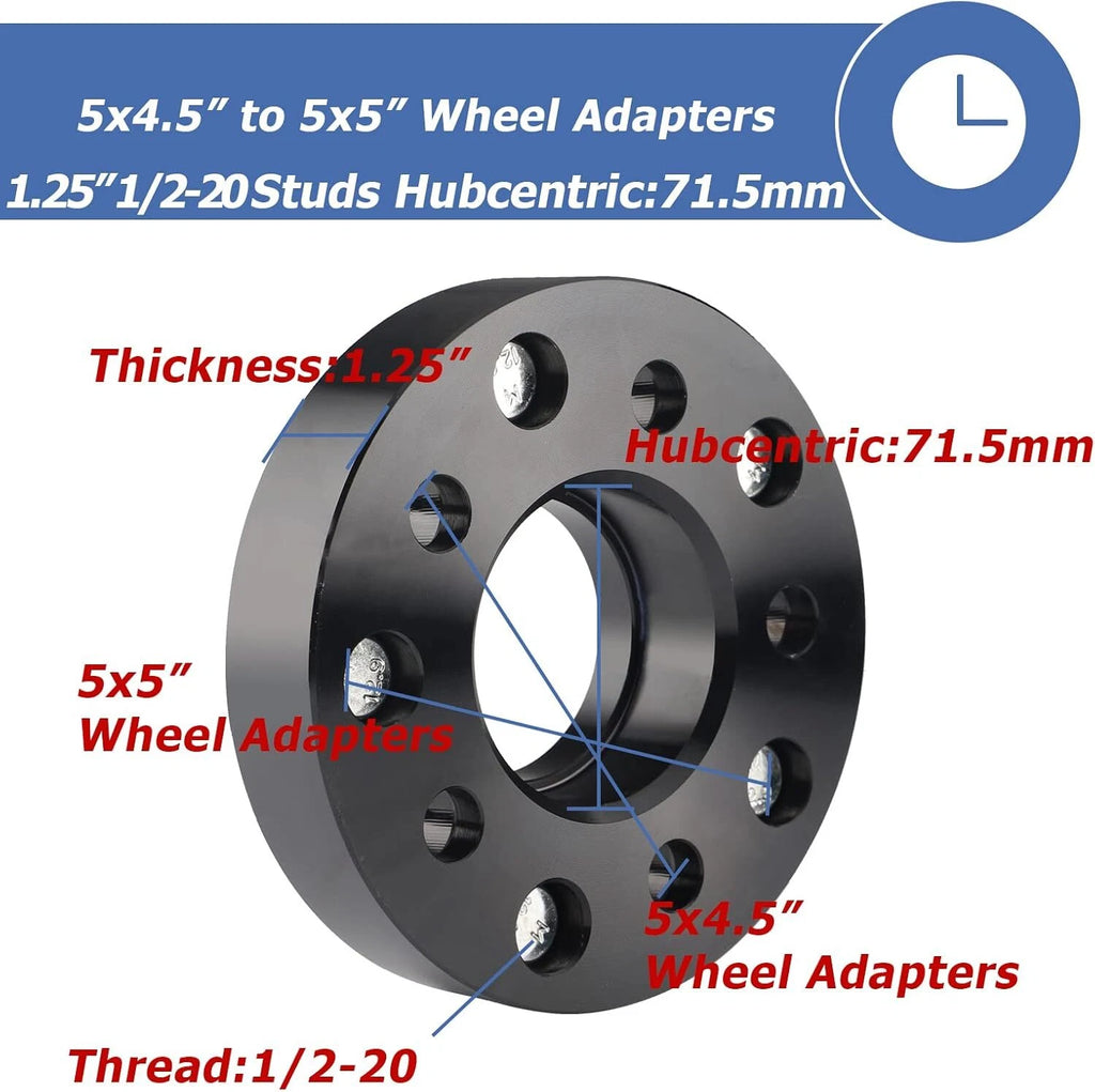 1.25" Hub Centric Wheel Adapters for Jeep (5x4.5 to 5x5)