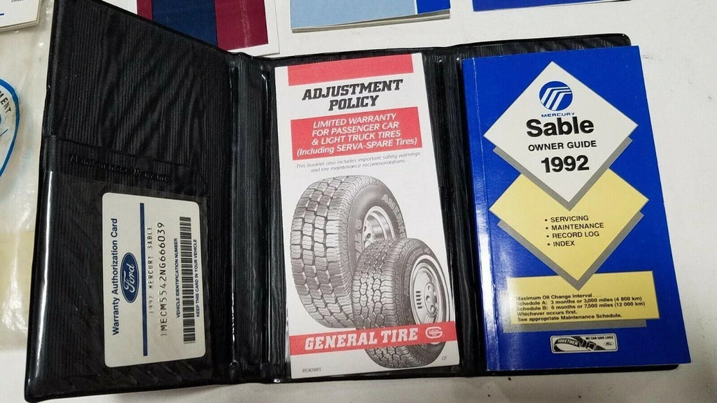 Owners Manual with Case for Mercury Sable (1992)