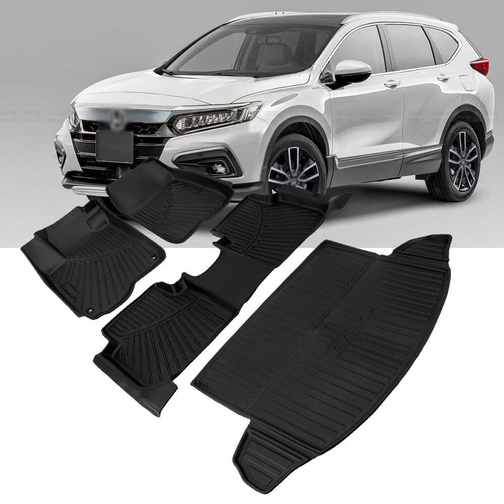 Set of 4 Floor Mats & Cargo Liners for Honda CR-V (2017–2022) Black TPE