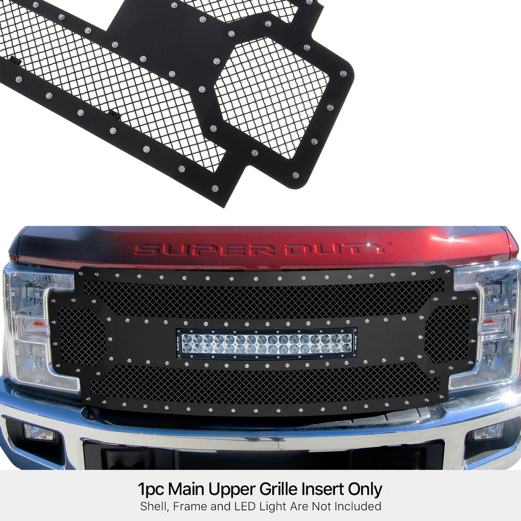 Stainless Black Rivet Mesh Grill for Ford F250/F450 (2017-2019)