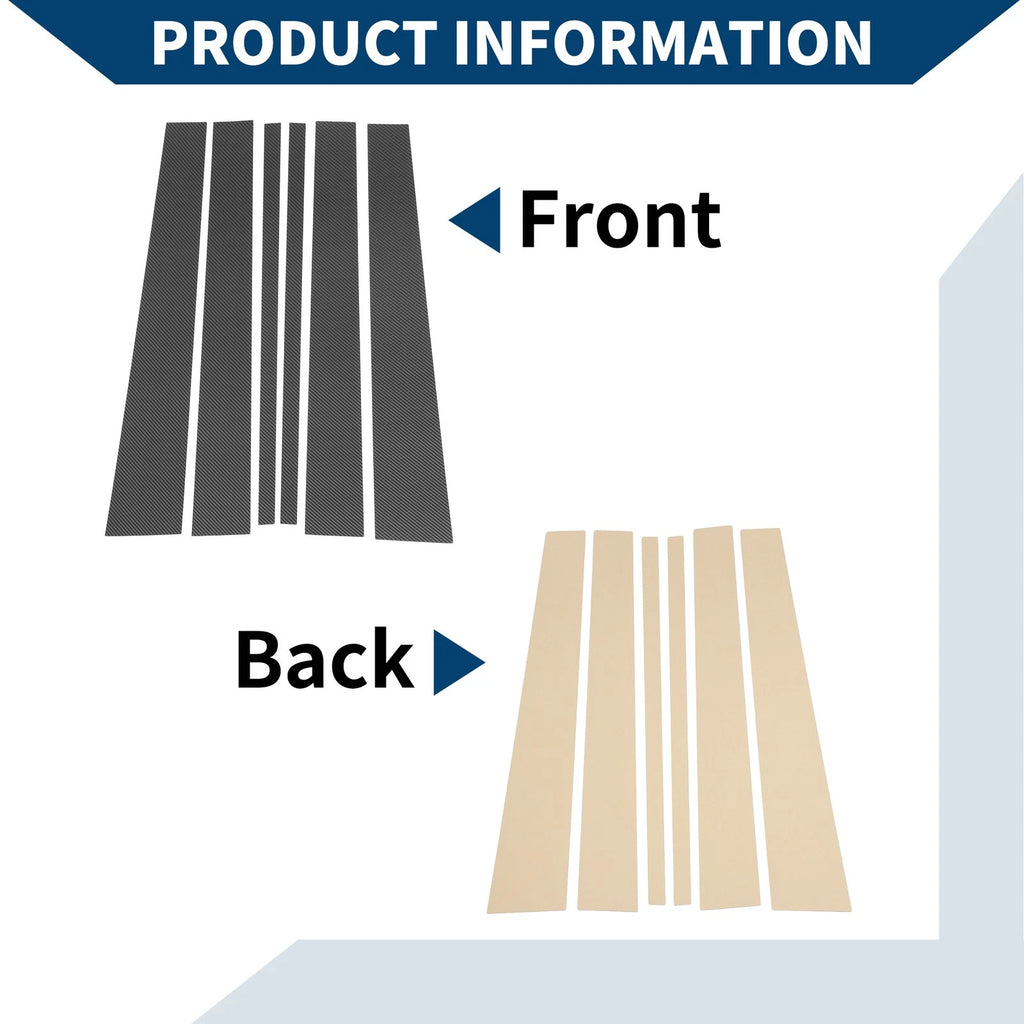 6 Pcs Door Pillar Window Trim for Ford Expedition (2018–2023) Carbon Fiber