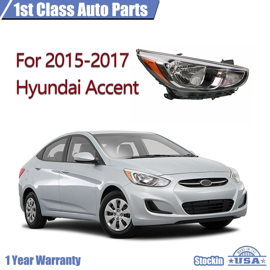Headlight for Hyundai Accent (2015-2017) Right Passenger with Bulb