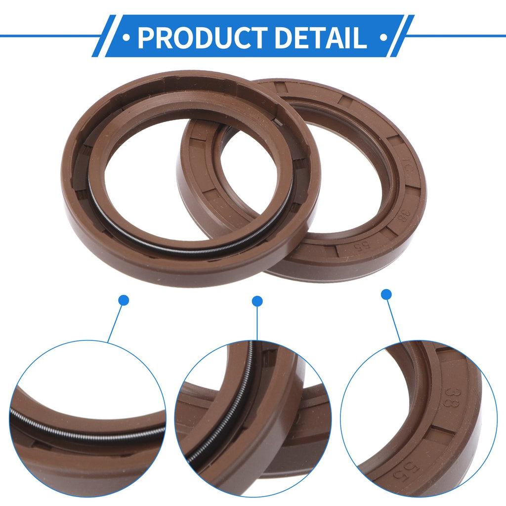 2X Oil Seal Rotary Shaft Seal FKM Rubber 38x55x7mm for [Make Model] 