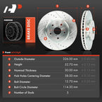 Set of 4 Drilled Brake Rotors for Subaru Impreza WRX (2008–2014)