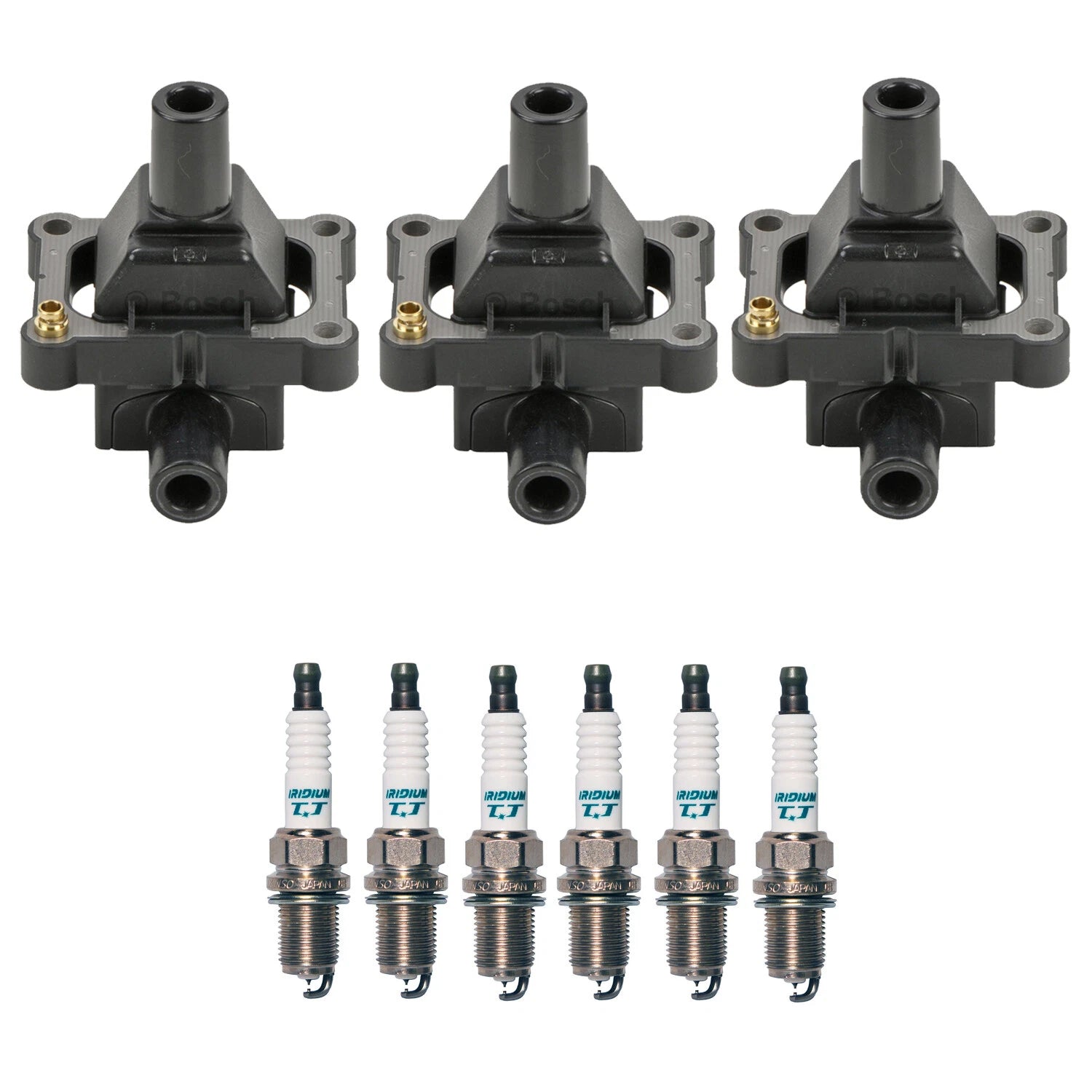 Set of 3 Ignition Coils & 6 Iridium TT Spark Plugs for Mercedes W210 W140