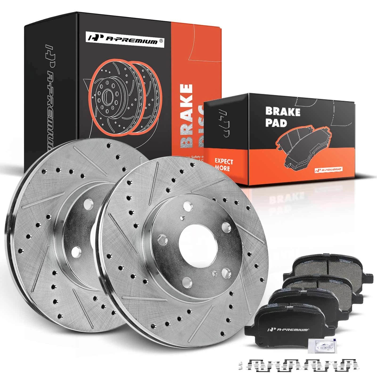 Front Side Drilled Rotors & Ceramic Pads for Toyota Camry Avalon Lexus (2018-2022)