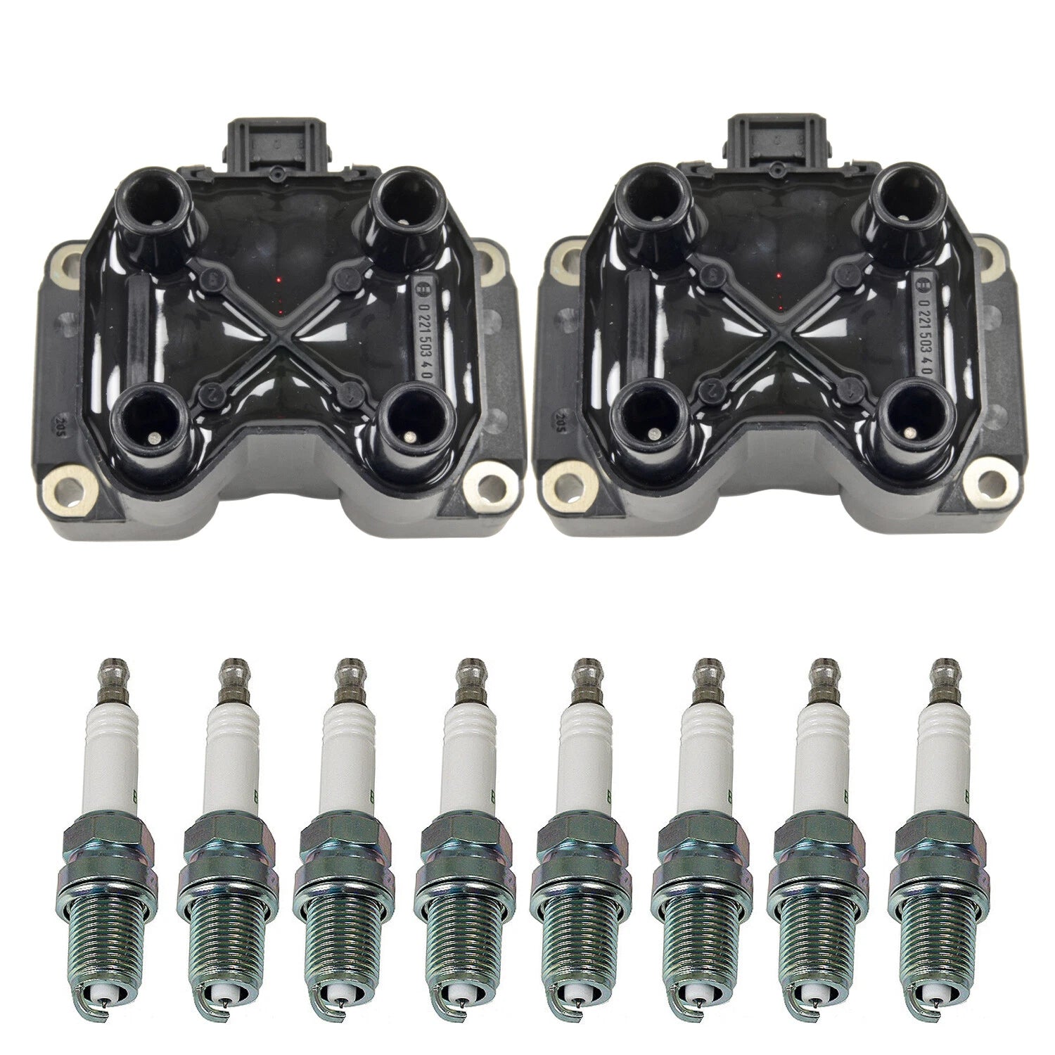 Set of 2 Ignition Coils & 8 NGK G-Power Spark Plugs for Audi A8 Quattro (2004–2009)