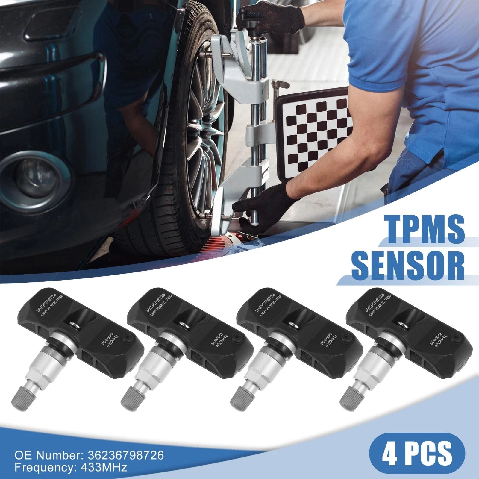 Set of 4 Tire Pressure Sensors TPMS 36236798726 for BMW 328i 528i 535i (2007–2013)
