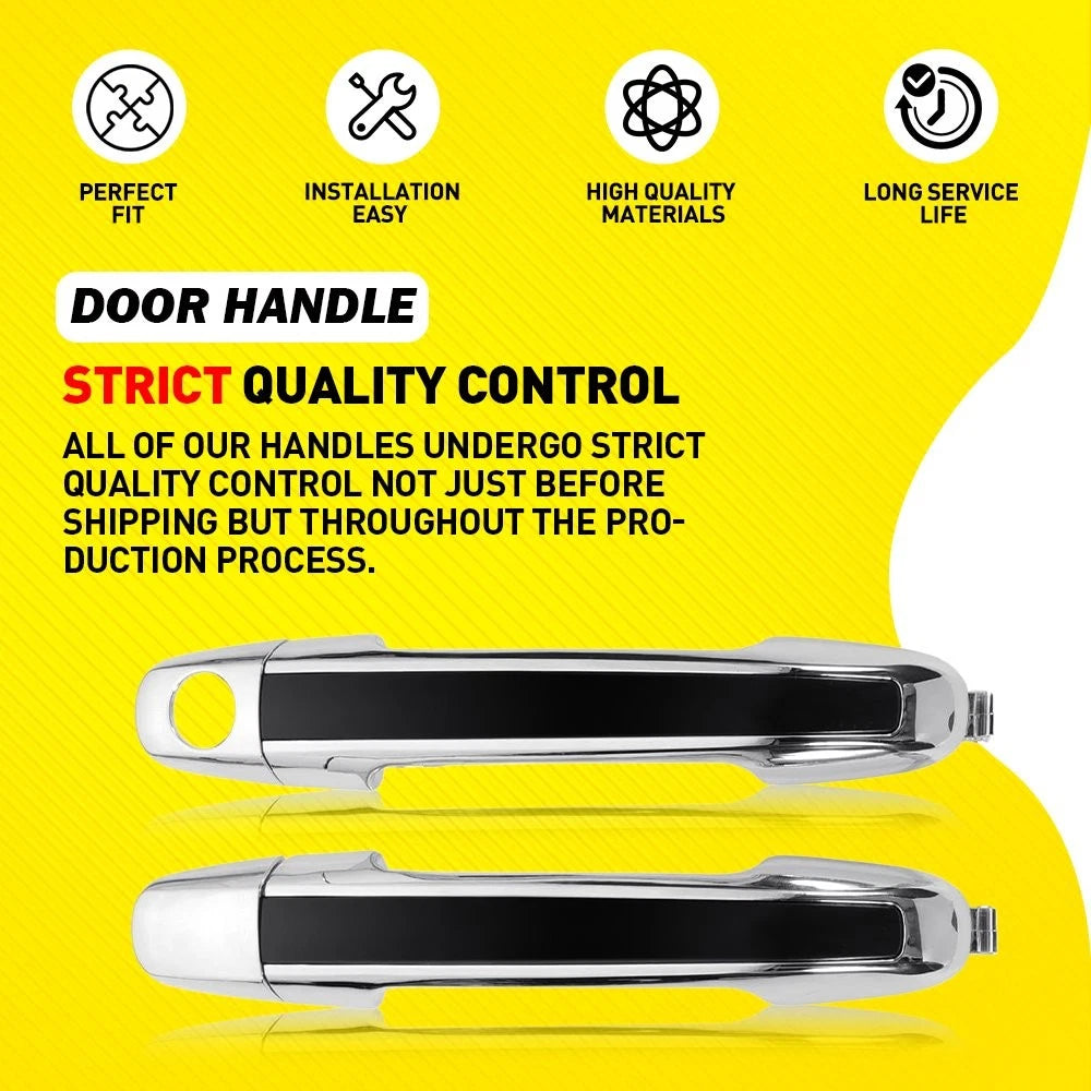 4X Exterior Door Handles for Hyundai Sonata (2005–2010) Black Chrome LH RH EPY