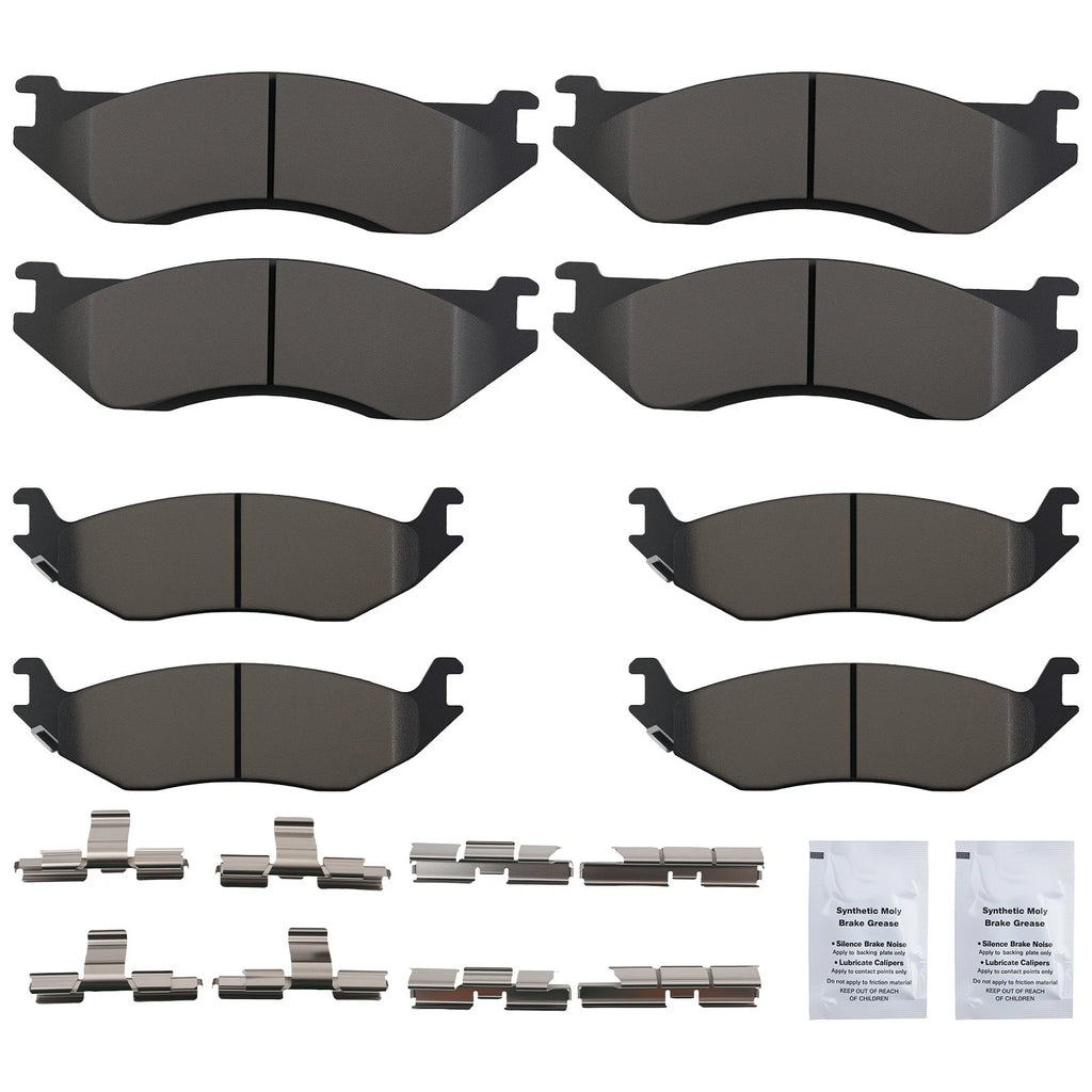Set of 8 Brake Pads for Dodge Ram 1500 (2002–2005) 2WD/4WD