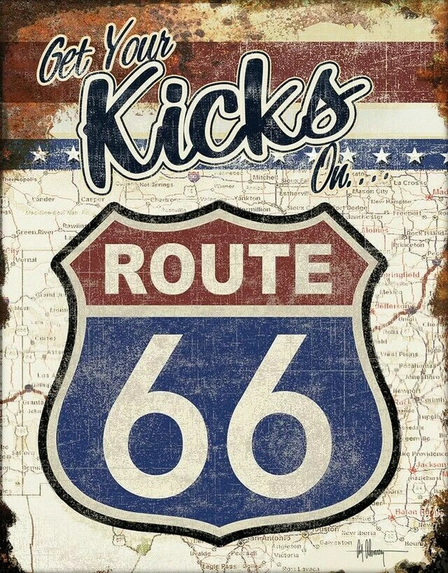 Route 66 Tin Sign #2411 for Home Decor (12.5" x 16")